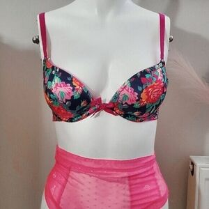 Aerie 'Limited Edition' Pushup- Floral Magenta 'Emma' Bra- 32B